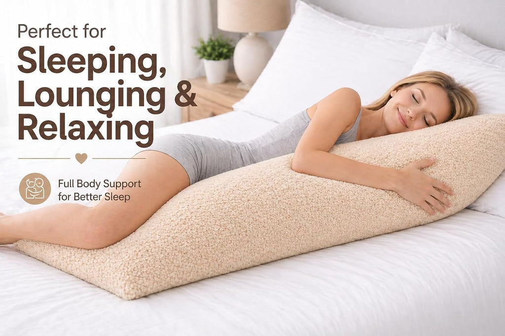 Reafort Sherpa Body Pillow Cover 21" x 54", Plush Fleece Long Body Pillowcase with Zipper Closure, Ultra Soft Fluffy Cozy Decorative…