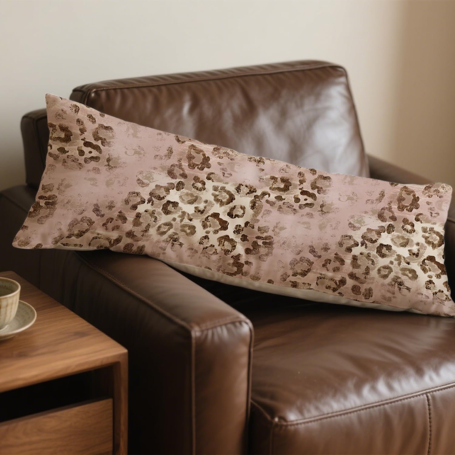 Pink Leopard Print 20x54 Body Pillow Cover, Pink Cheetah Print Room Decor, Funky Y2k Blush Pink Animal Print Decorative Long Body Pillow…