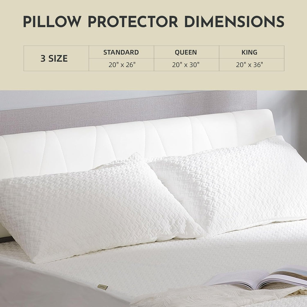 CoolShields Pillow Protector (2 Pack) Standard – Waterproof Zippered Pillow Covers, Hypoallergenic, Premium Pillowcase Encasement for…