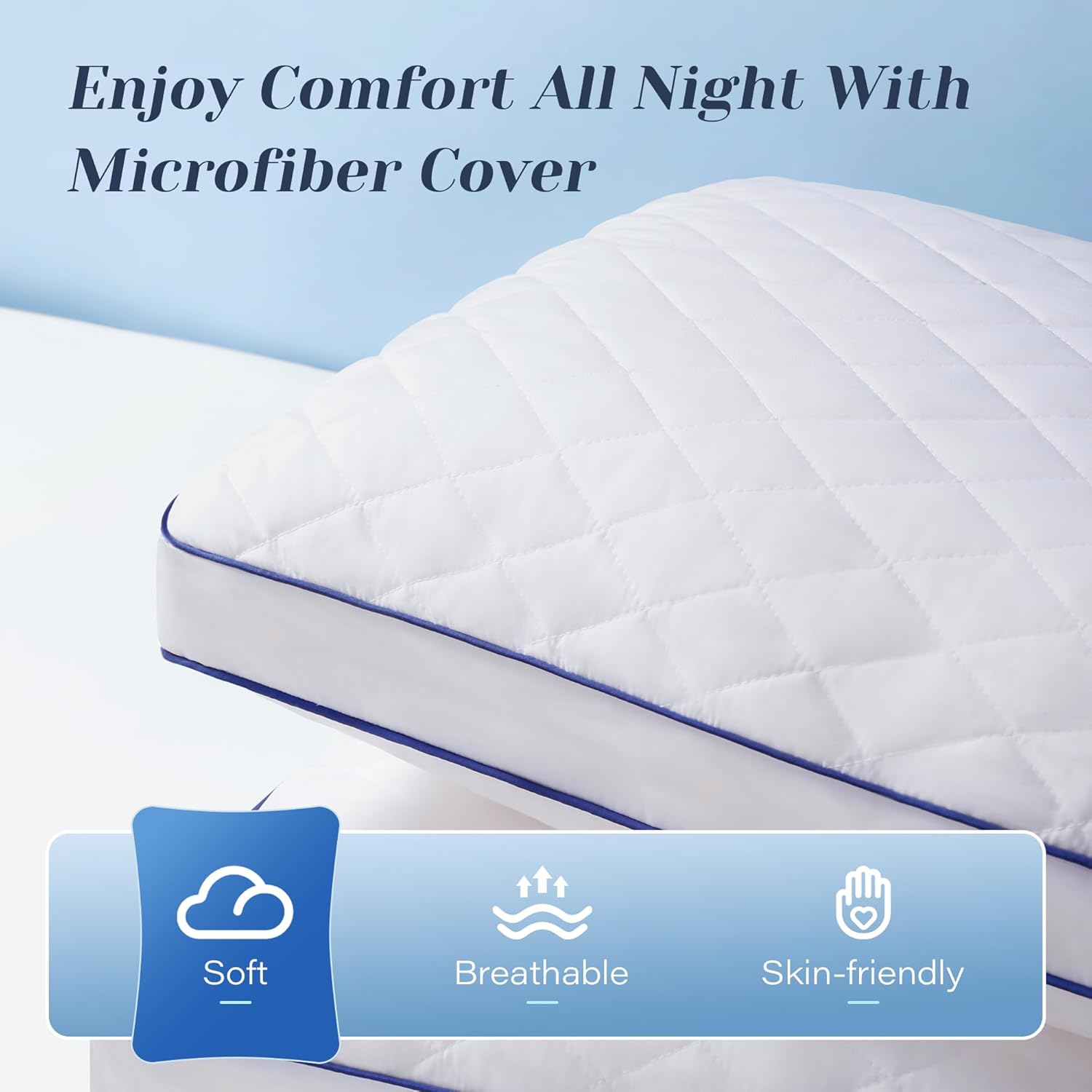 Shredded Memory Foam Pillows Standard Size Set of 2, Soft Bed Pillow for Side and Back Sleepers, Medium Firm Pillows 2 Pack with…