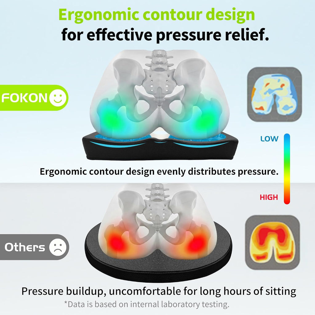 FoKon Gel Wheelchair Seat Cushion, Bed Sore Cushions for Butt, Gel Cushion for Pressure Relief, Donut Pillow for Tailbone, Sciatica, Coccyx, hem…