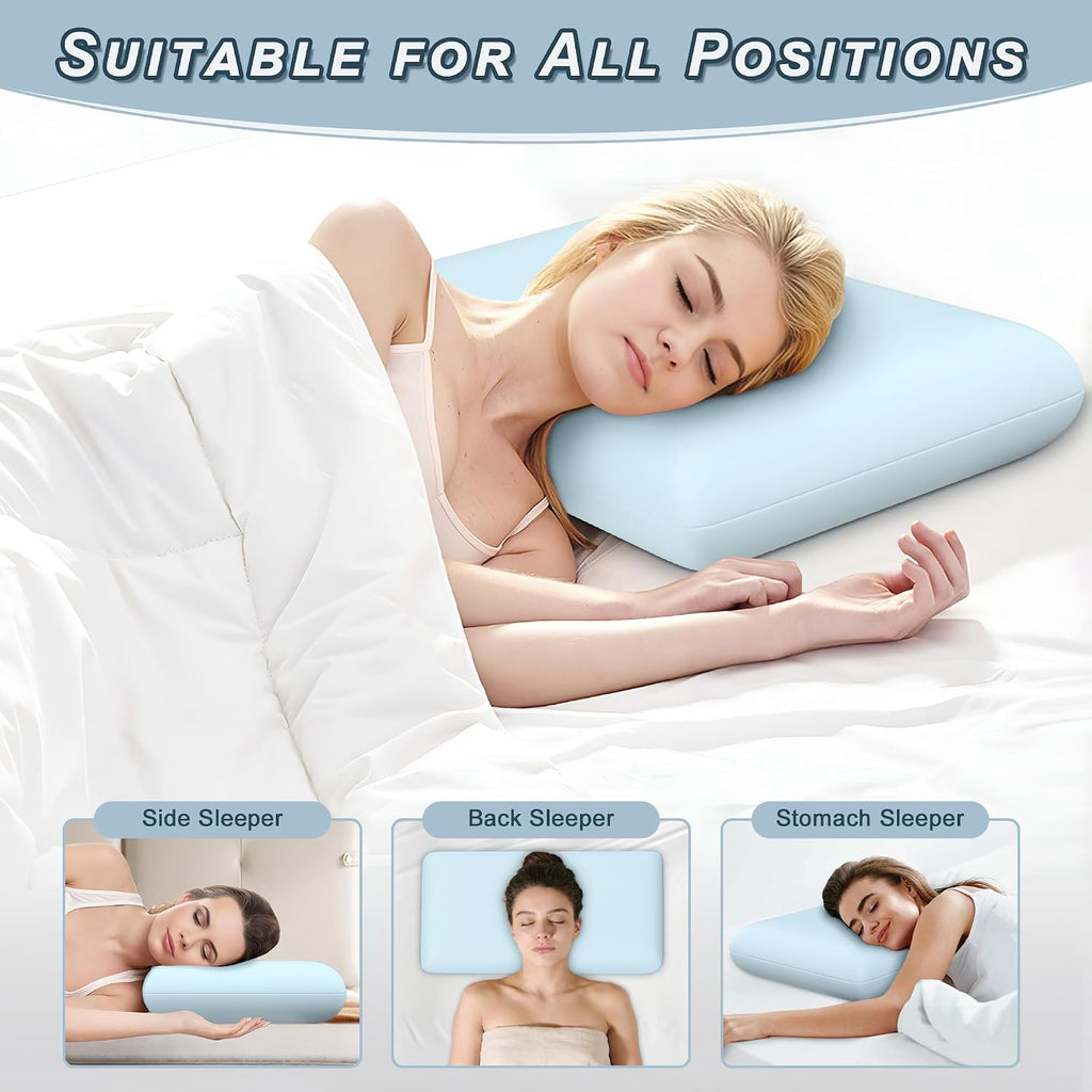 Comforshare Home Blue Memory Foam Pillows Bed Pillows with Cooling Removable Cover, Neck Support for Back Stomach Side Sleepers, 1 P…