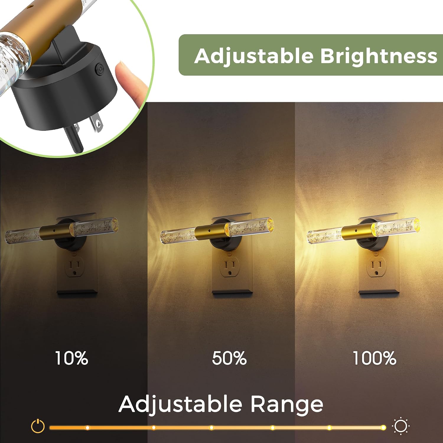 L LOHAS LED Night Light, Rotating Night Lights Plug into Wall, Light Sensor, Soft White 3 Level Dimmable LED Nightlight Plug in, Acrylic…