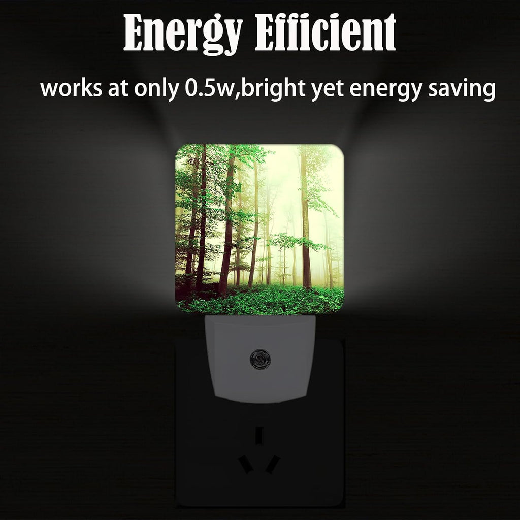 Misty Forest Night Light, Plug-in Nightlights Auto Sensor Night Lamp Dusk to Dawn Lamp Home Decor for Nursery Children Girls Boys