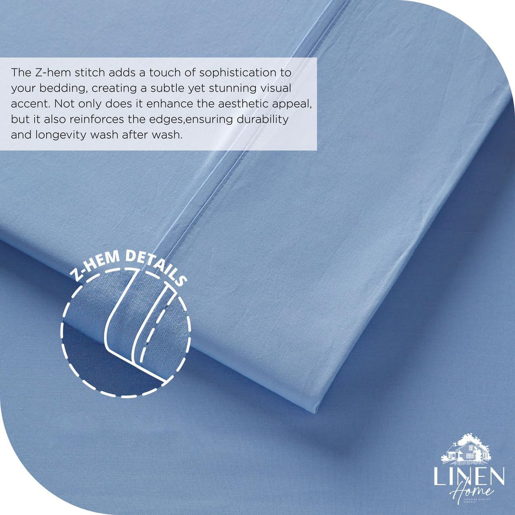 Linenhome Linen Home 6 Piece Full Cotton Sheet Set, 100% Cotton Percale, 4 Pillowcases, Deep Pocket with All Around Elastic Sheet, Crisp Br…