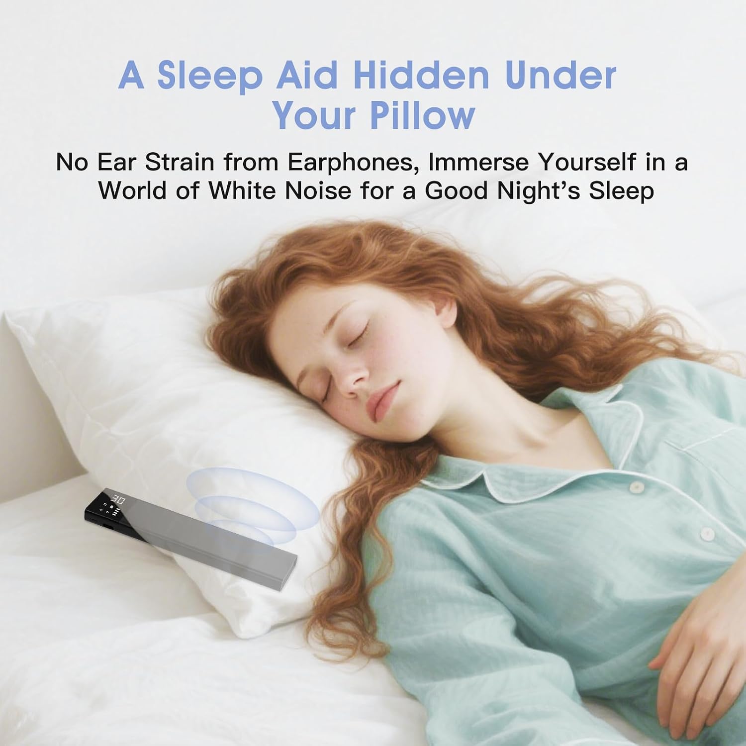 Under-Pillow Bone Conduction Sleep Speaker for Sleeping - Bluetooth White Noise Sound Machine with Display, 36 Sleep Sounds, Timer & TF…