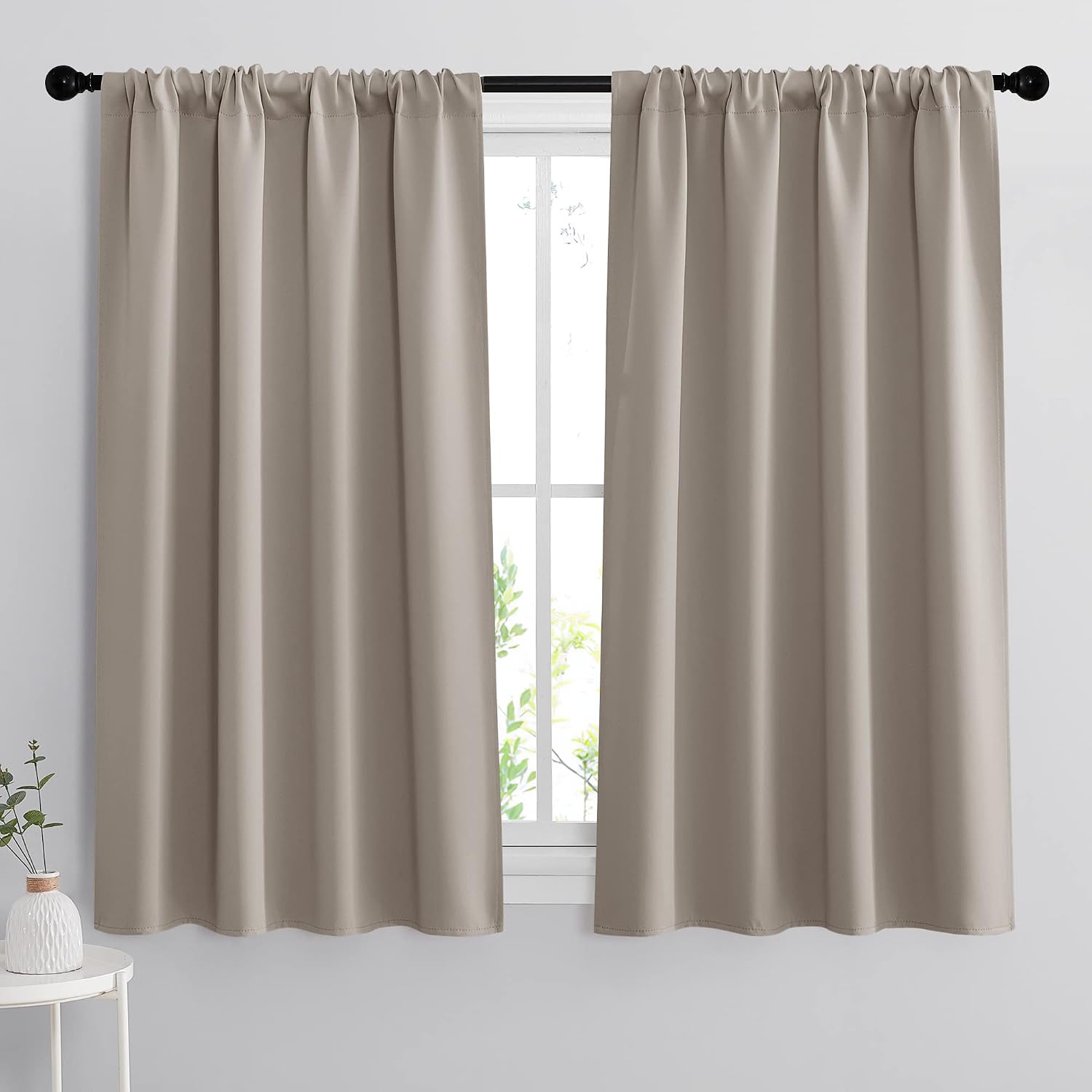 Rybhome RYB HOME Short Curtains 45 inches, Durable Room Darkening Small Window Treatment Energy Smart Privacy Draperies for Basement Bathro…