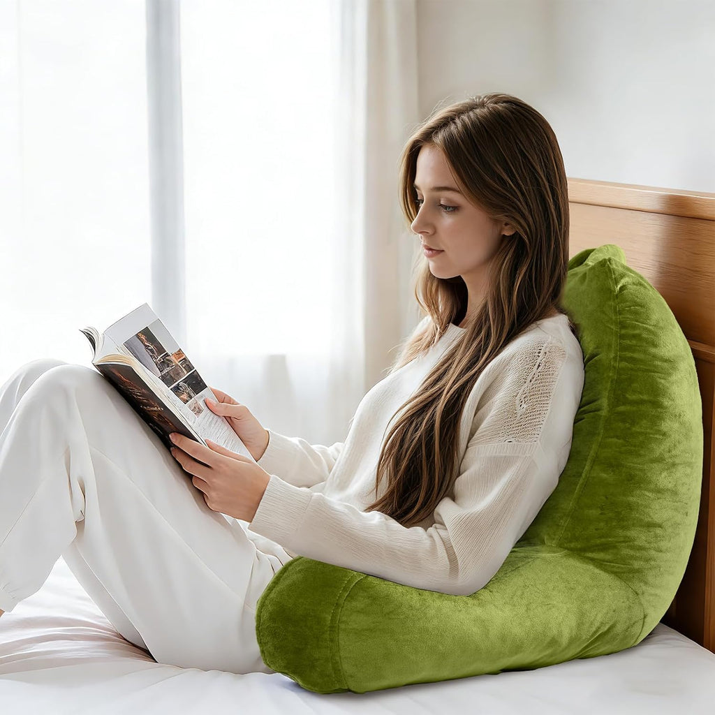 OAISZ Reading Pillow for Sitting in Bed Adult, X-Large Reading Pillow with Shredded Memory Foam, Back Pillow for Sitting Up with Extend…