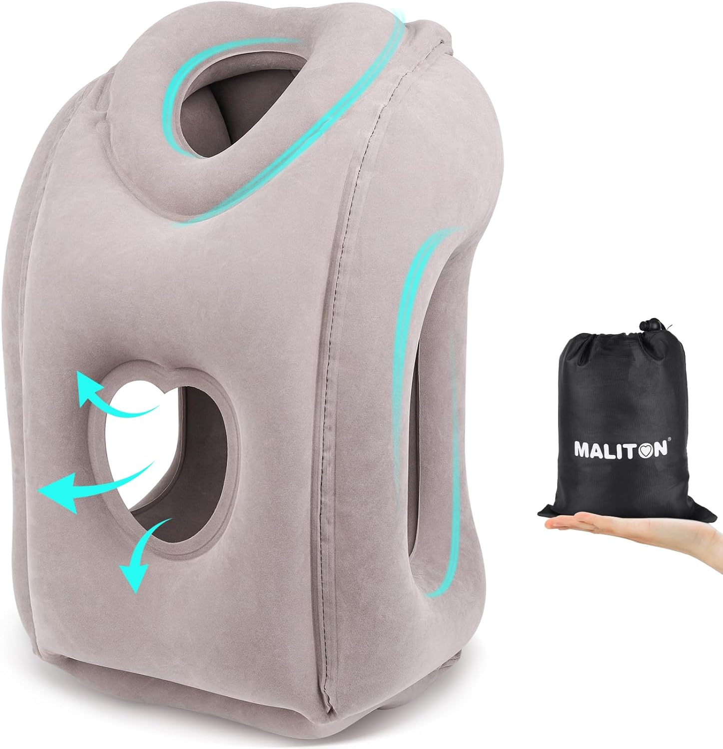 Maliton Inflatable Travel Pillow for Airplane Comfortable Sleeping to Relieve Neck and Shoulder Pain, Support Head Inflatable Pillow for…