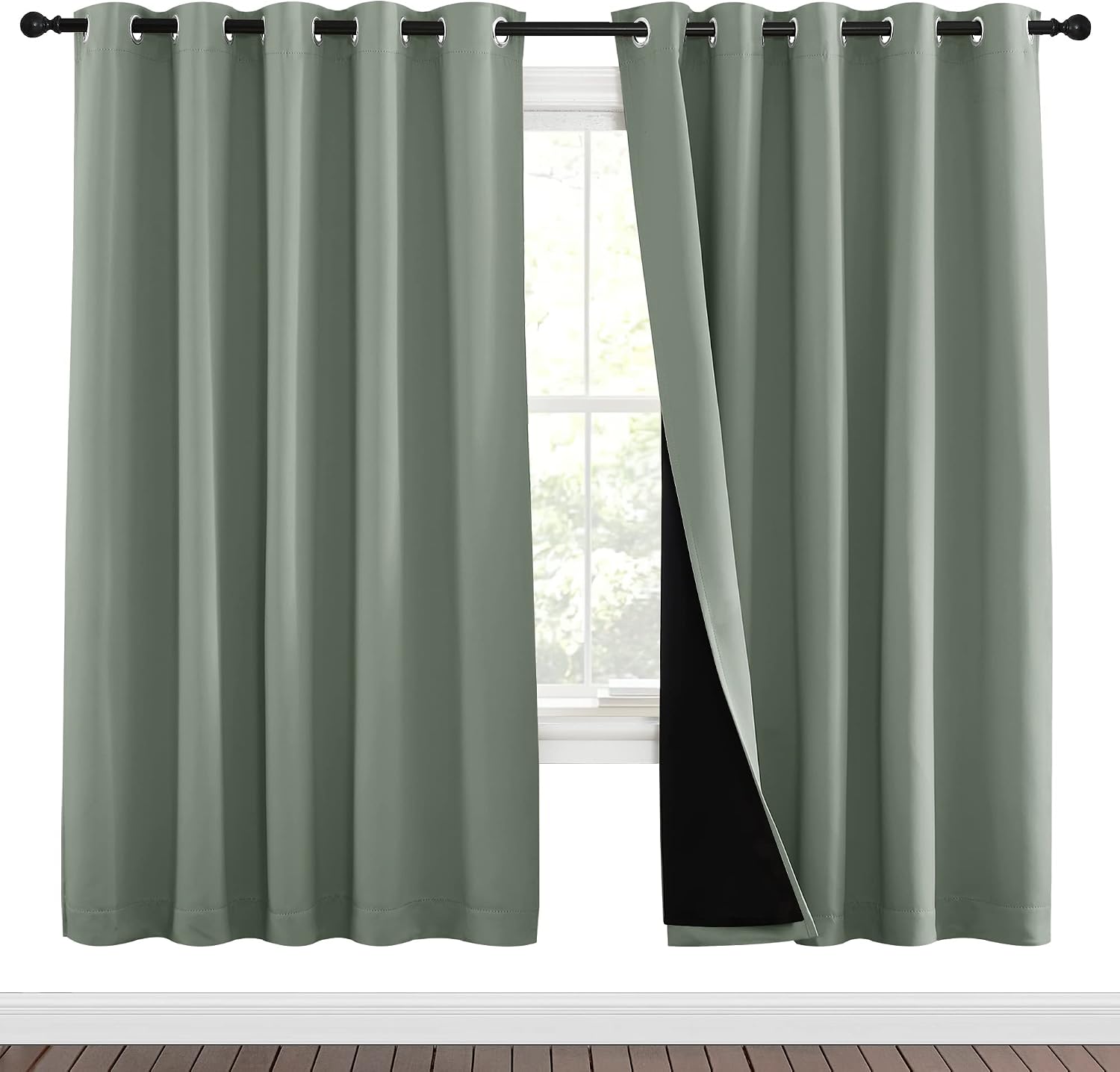 Nicetown 100% Blackout Window Curtain Panels, Full Light Blocking Drapes with Black Liner for Nursery, 72-inch Drop Thermal Insulated Drape…