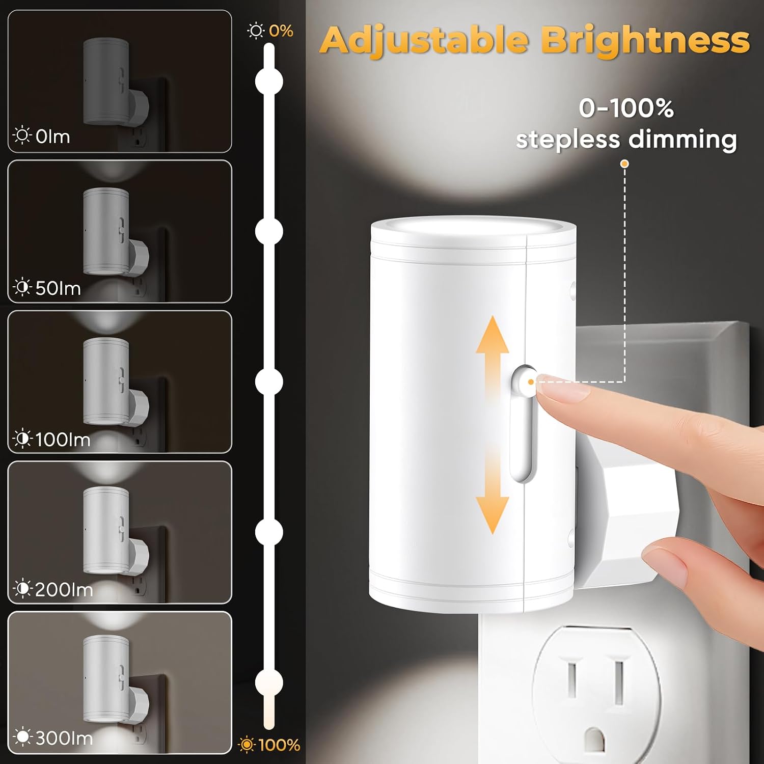 Motion Night Light Plug into Wall, Dim Standby Mode LED Nightlight with Dusk to Dawn Auto On/Off, 5000K Daylight Dimmable 5-150LM, for…