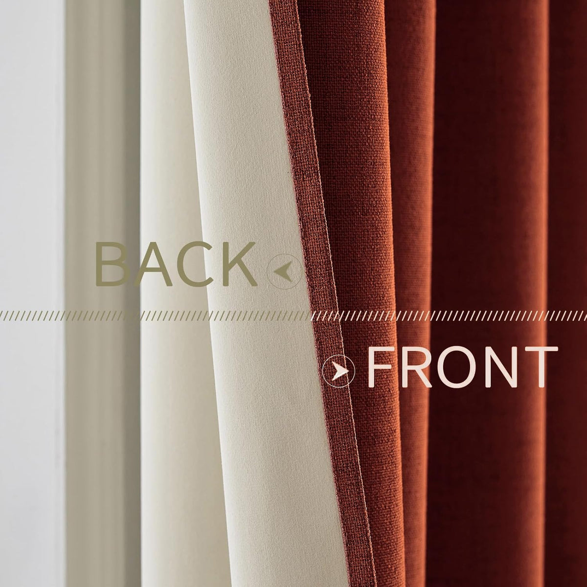 Miulee Linen Curtains for Bedroom 100% Blackout Thermal Insulated Burnt Orange Grommet Room Darkening Curtains & Drapes Rust Terracotta Fal…