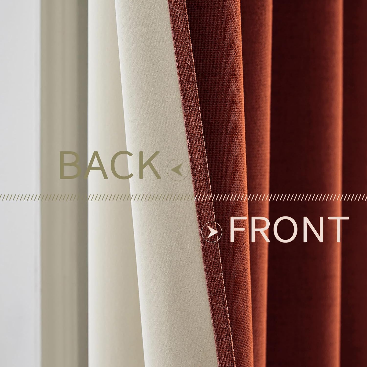 Miulee 100% Blackout Linen Curtains for Bedroom Thermal Insulated Burnt Orange Grommet Room Darkening Curtains & Drapes Rust Terracotta Fal…
