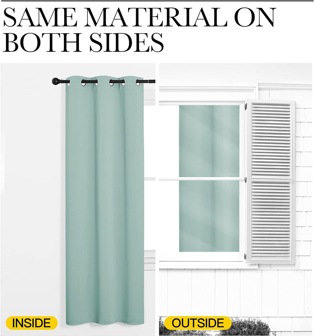 NICETOWN Aqua Blue Room Darkening Curtains for Kitchen, Window Treatment Thermal Insulated Solid Grommet Room Darkening Curtains/Drapes…