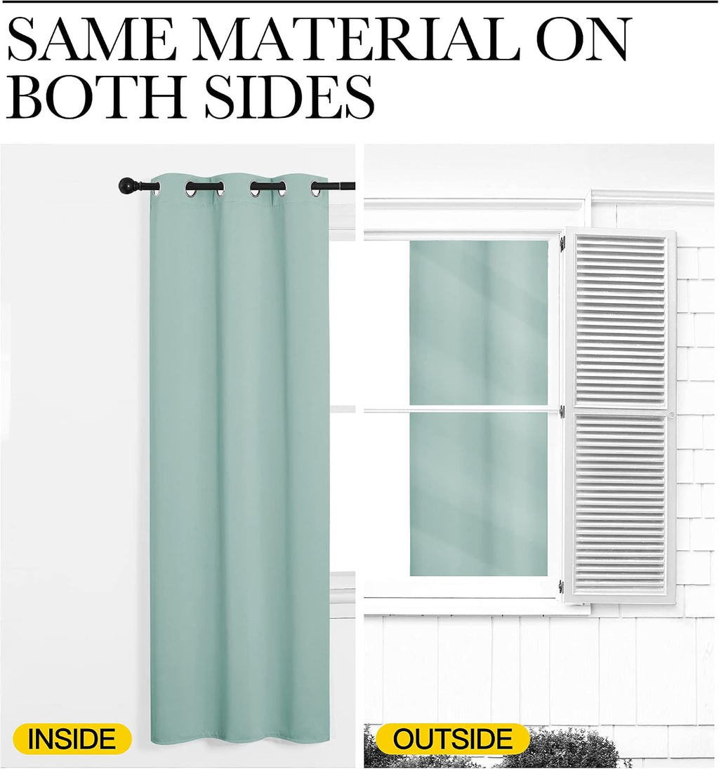 NICETOWN Aqua Blue Room Darkening Curtains for Kitchen, Window Treatment Thermal Insulated Solid Grommet Room Darkening Curtains/Drapes…