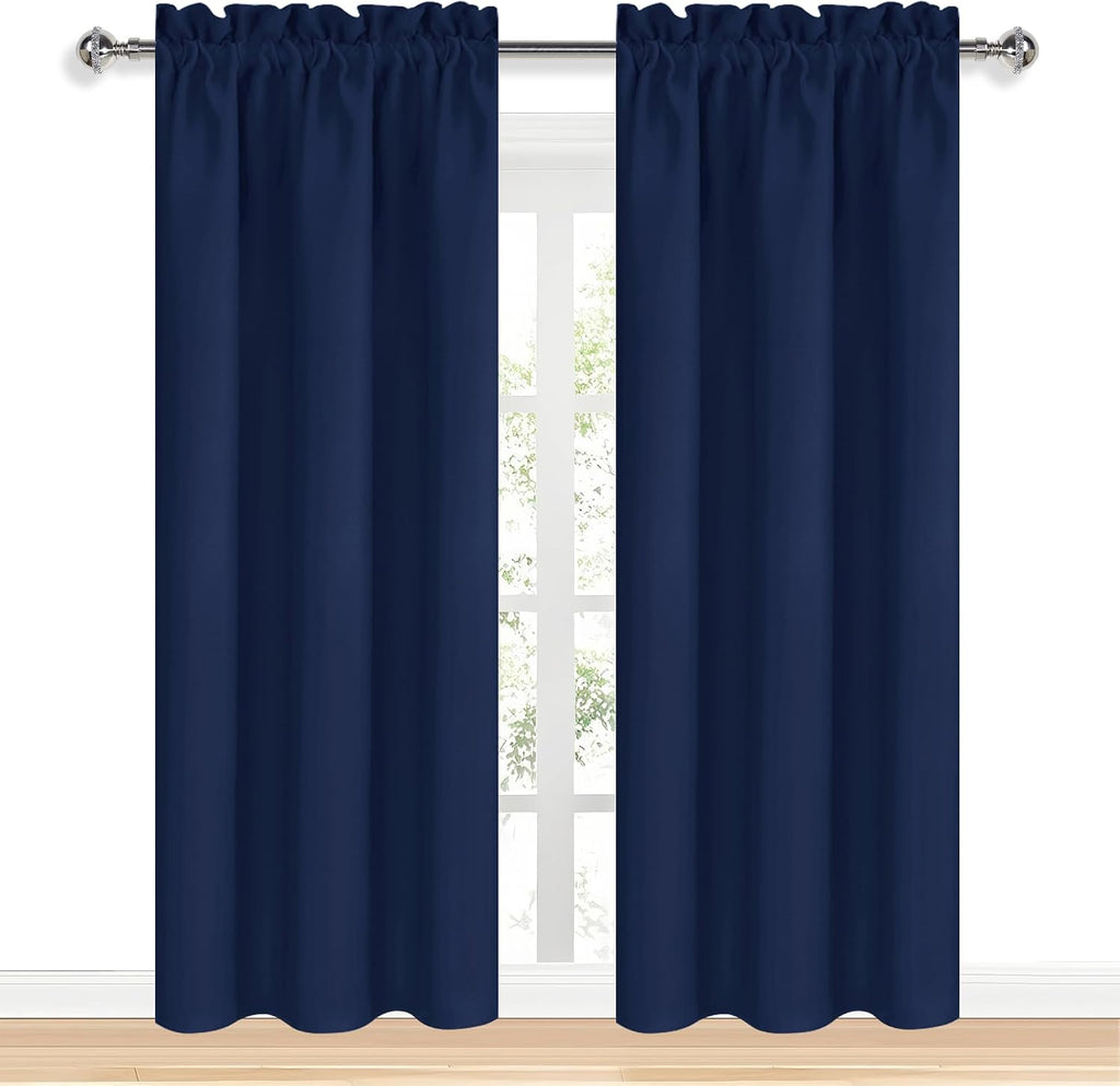 Dwcn Navy Blue Blackout Curtains for Living Room 84 Inch Length 2 Panels Set Window Drapes Thermal Insulated Room Darkening Rod Pocket Curt…