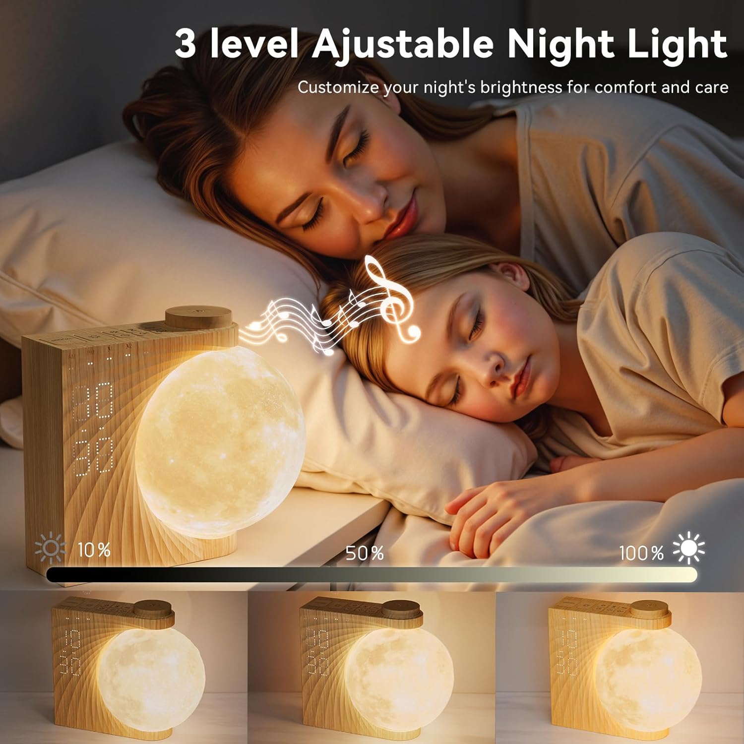 Sunrise Alarm Clocks for Heavy Sleepers, Night Lamp Clocks for Bedrooms with Moon Light,10 Light Effects,30/60/90 Timer,10 Sleep Nature…
