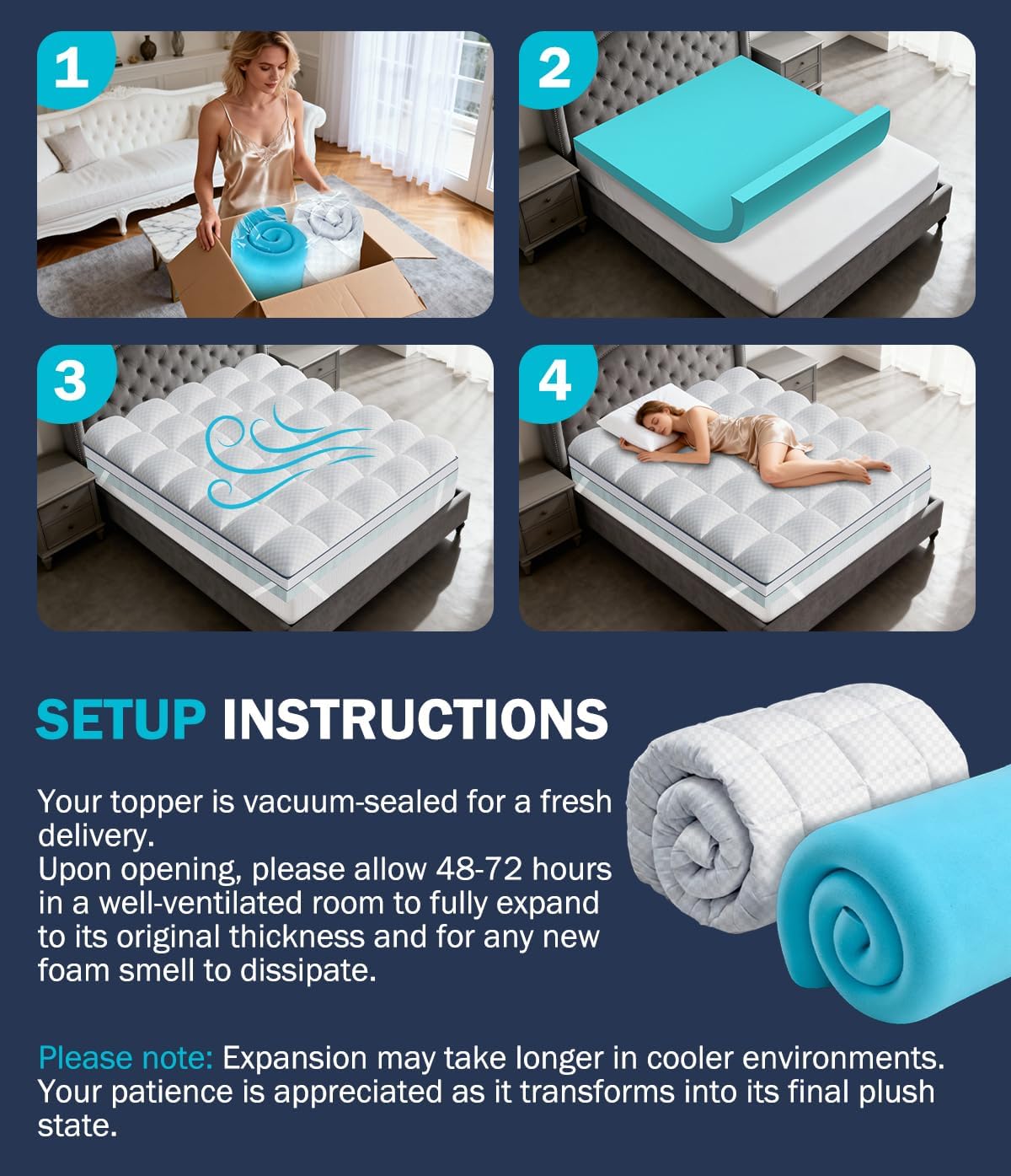 Panyu Dual Layer 4 Inch Memory Foam Mattress Topper Queen Size, 2" Cooling Gel Memory Foam & 2" Pillow Top Bed Topper, CertiPUR-US Mattress…