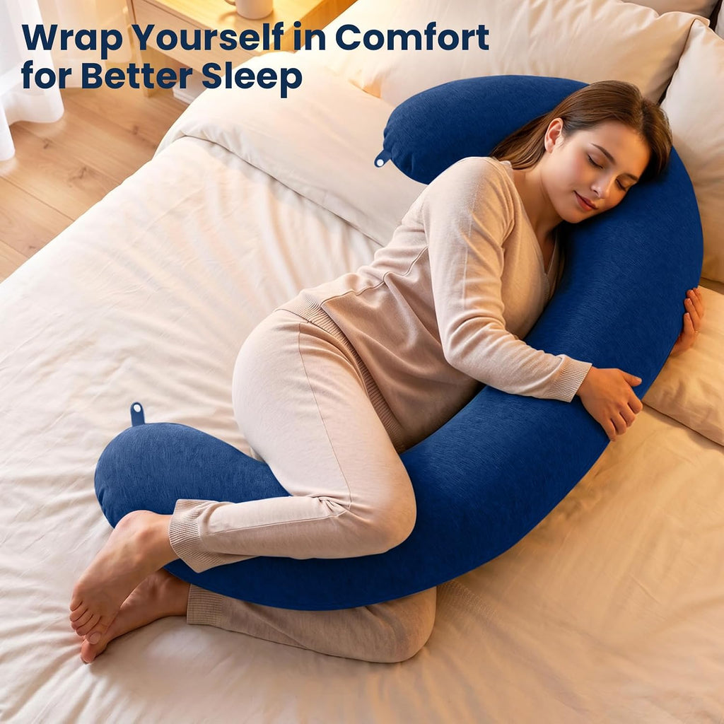 TranquilRelax TranquilRelax C Shaped Body Pillow for Side Sleepers, Memory Foam Long Pillow for Leg, Hip & Back Support, Soft Washab…