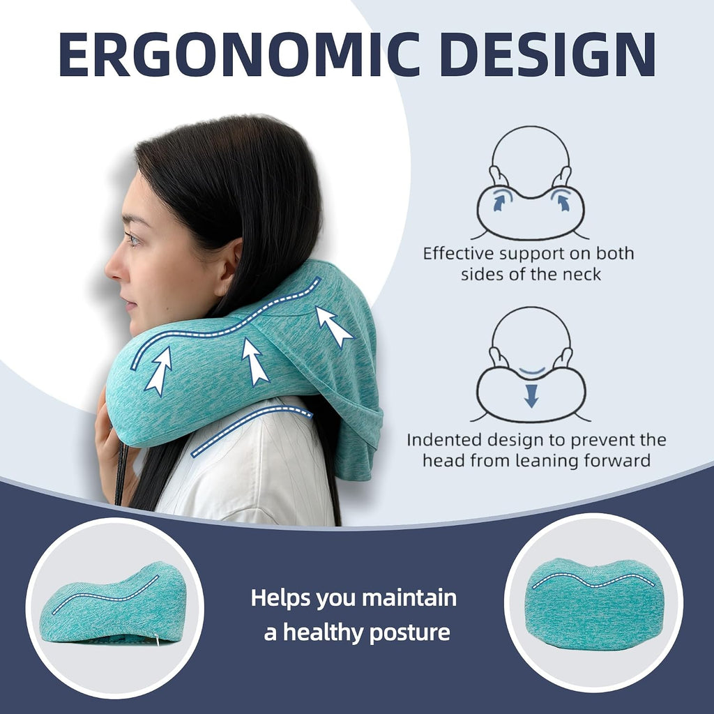 Travel Pillow with Extra Large Hood for Airplane Long Flights Privacy and Comfort Memory Foam with Skin-Friendly Cover for Road Trip…