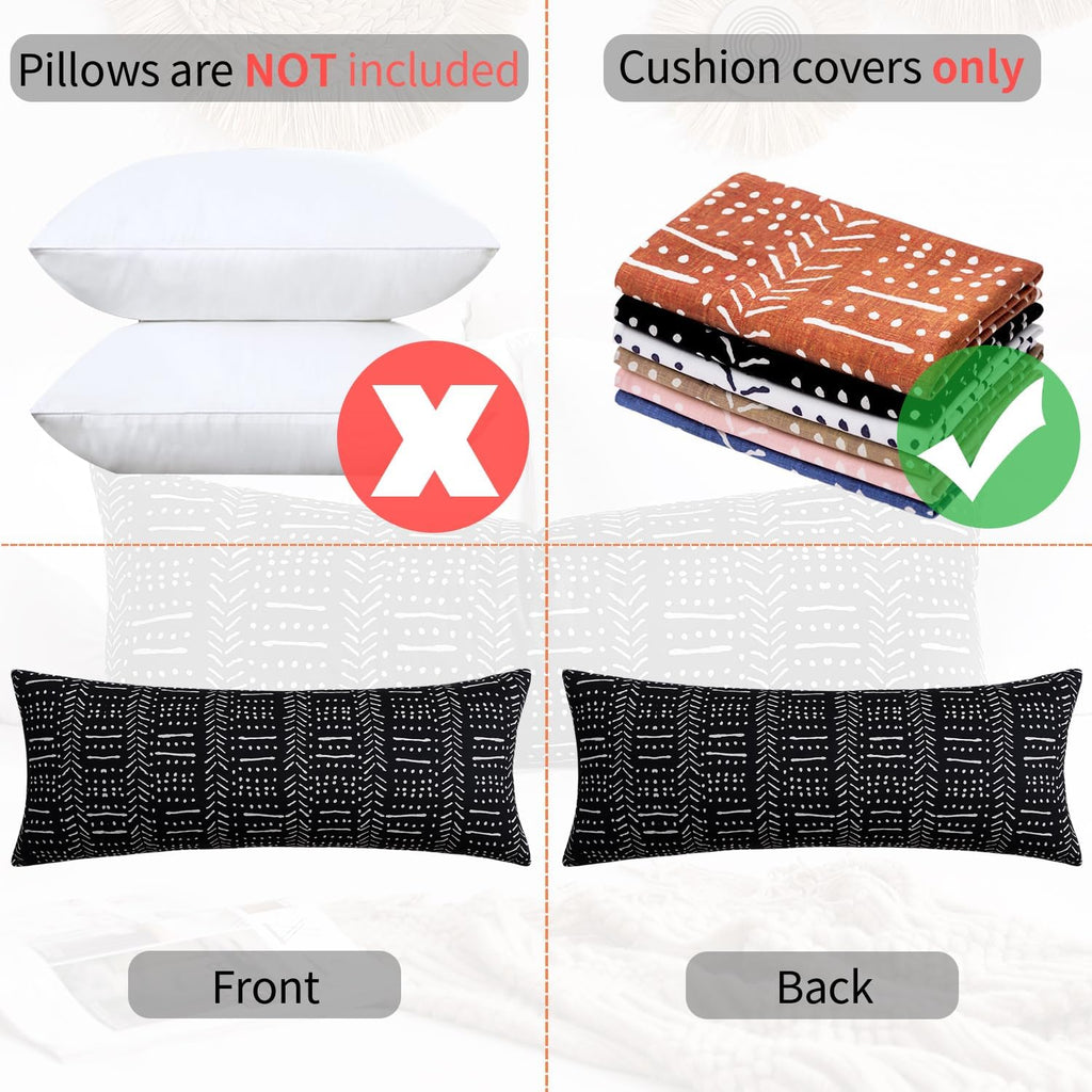BONSTRAP Black Boho Body Pillows Covers Decorative Long Lumbar Accent Throw Pillow Covers Large Queen 20x54 1 Piece for Bed Sleeping…