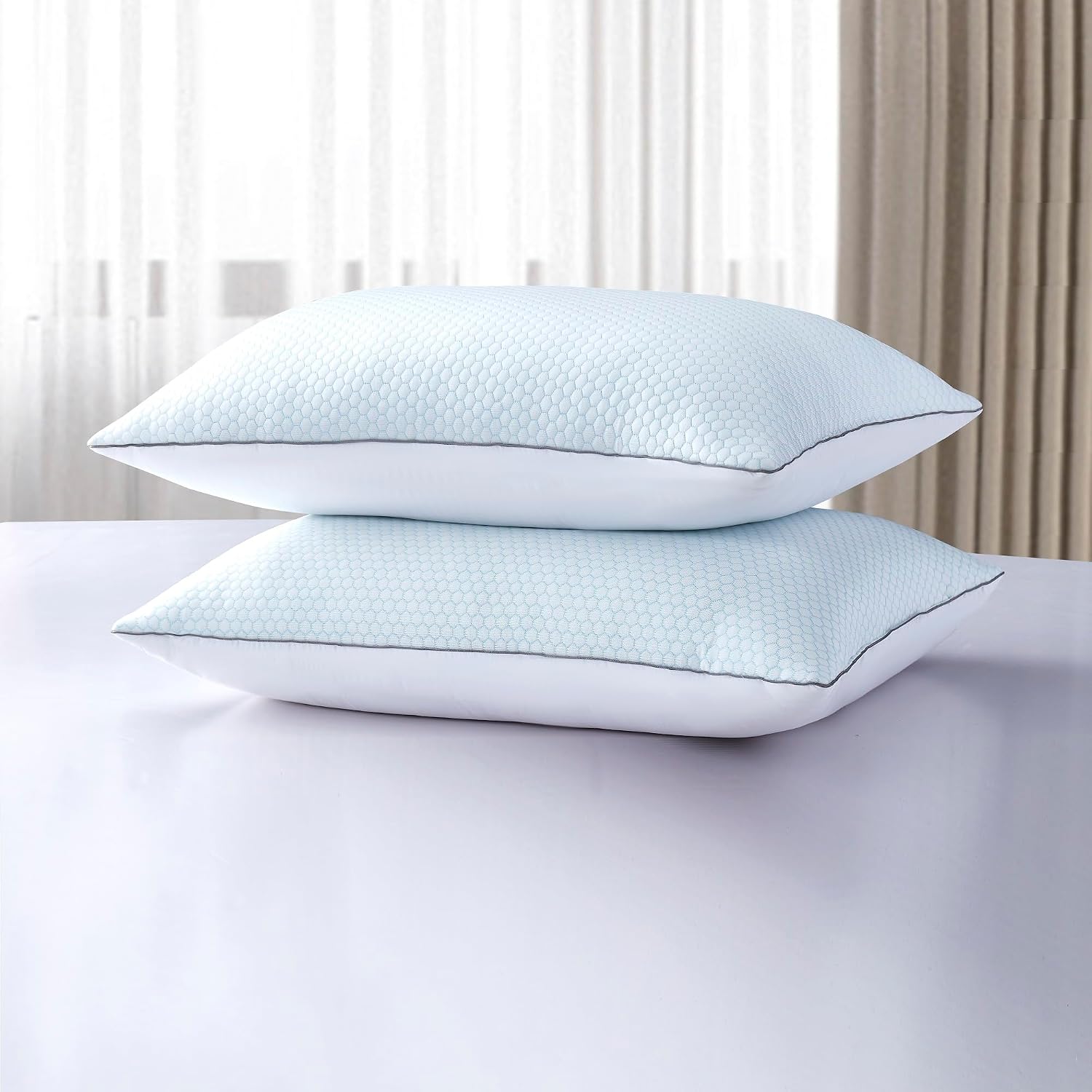Serta Cooling Pillows White Feather Pillows Set of 2 Pack Super Supportive Bed Pillows for All Seasons, King (Pack of 2)