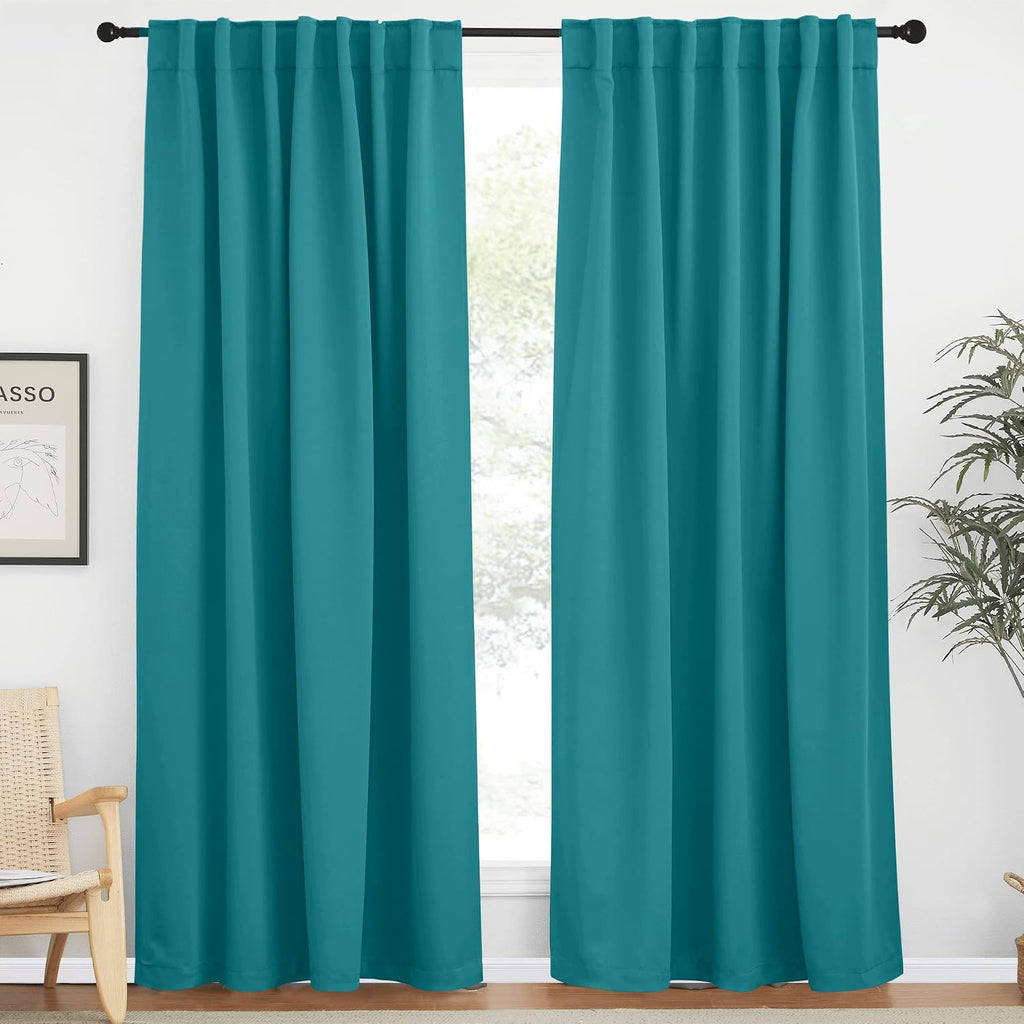 Nicetown Room Darkening Curtains for Patio Sliding Glass Door, Window Treatment Curtains with Rod Pocket & Back Tab (Peacock Teal, 2 Panels…