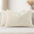 SimmoreHomeDecor Simmore Decorative Throw Pillow Covers 12x20 Set of 2, Soft Natural Plush Flannel Double-Sided Fluffy Lumbar Pillow Covers…