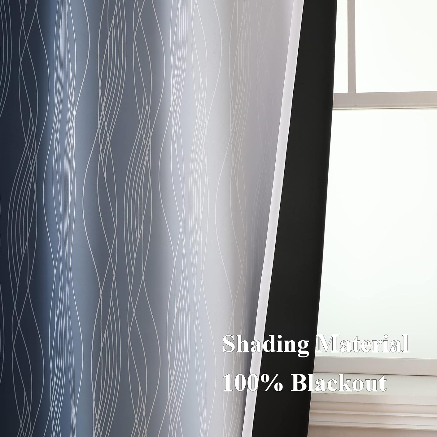 Estelartextiler Estelar Textiler Blackout Curtains 102 Inches Long 2 Panels for Living Room, Navy Blue and Greyish White Thermal Insulated…