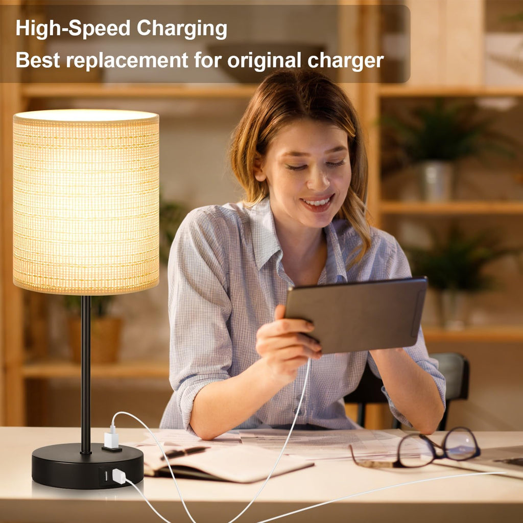 Lynnoland Set of 2 Touch Control Table Lamps, 3-Way Dimmable Bedside Nightstand Lamps for Bedroom Living Room Nursery, 800 Lumens 3000K…