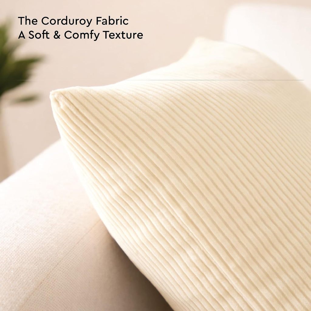 EncasaXO Encasa XO Corduroy Throw Pillows Covers 18"x18", Set of 2 Soft Textured Striped Boho Pillow Covers | Decorative and Cozy Cushion C…
