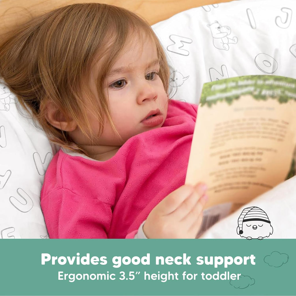Toddler Pillow with Pillowcase - 13x18 My Little Dreamy Kids Travel Bed Pillows for Sleeping, Organic Cotton Small Pillowcase, Soft &…