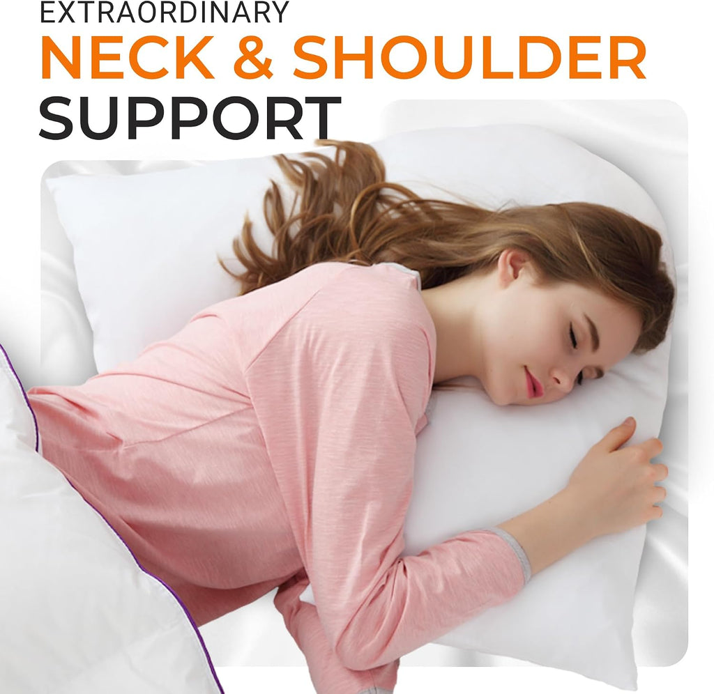 Cheer Collection Oversized V-Shaped Pillow, L-Shaped Pillow for Neck and Shoulder Support, Curved Body Pillow with Removable Pillowcase