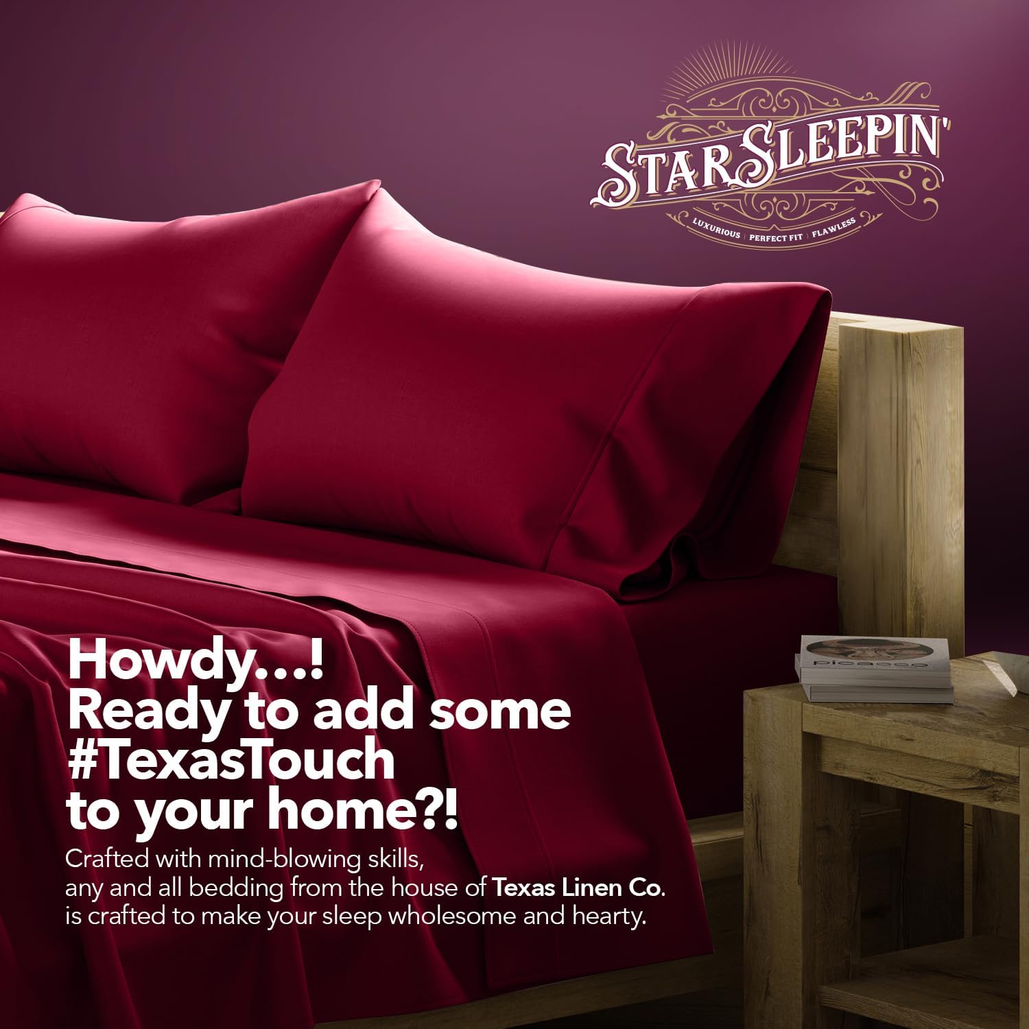 TEXAS LINEN CO. 100% Egyptian Cotton Queen Sheets Set - Luxury 1200 Series Star Sleepin' Collection Egyptian Cotton Sheets Queen Size (4…
