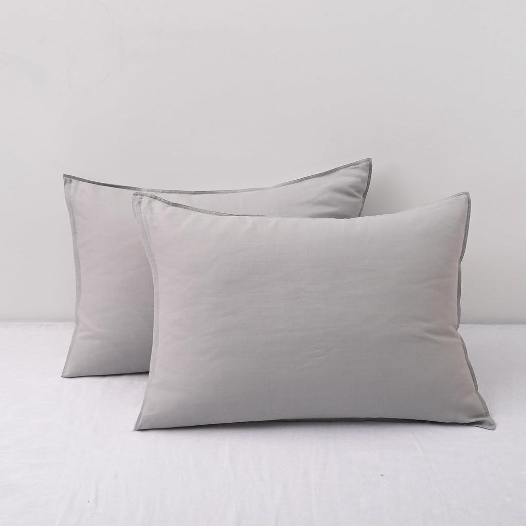 Chuffed Linen Pillowcases 2 Pack 100% Linen Standard Pillow Cases, Breathable and Cooling Washed Pillowshams with Zipper Closure, 20x26 Inc…