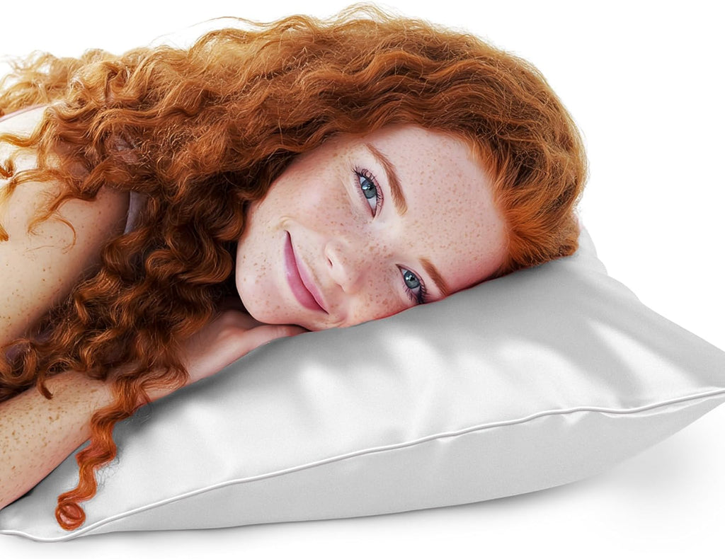 Gracecompany Grace & Company Silky Satin Pillowcase for Hair & Skin, Oeko-Tex Certified Satin Silk Pillowcase with Zipper - Ultra Smooth Wh…