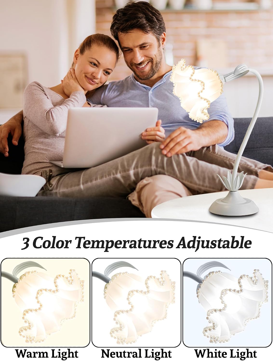 Flower Table Lamp Bedside Lamps LED Reading Light,3 Color Modes Cute Small Lamp, Vintage Flower Lamp Kawaii Table Lamp for Bedroom Living…