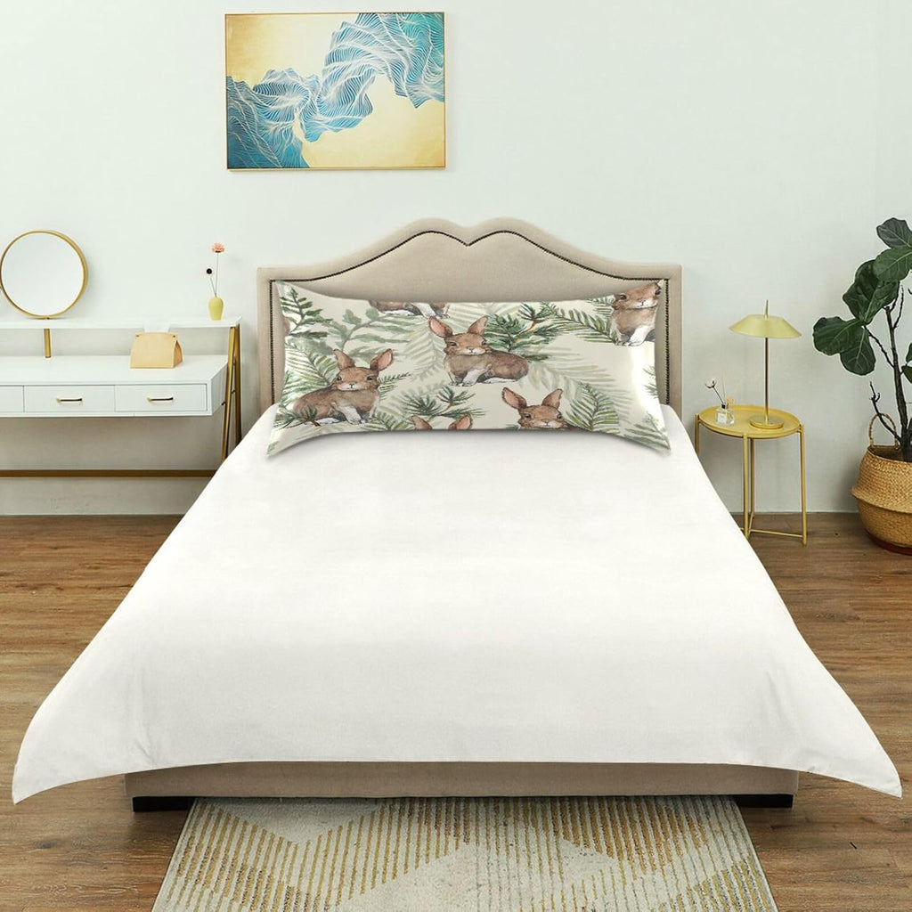YETTASBIN Easter Bunny Satin Pillowcase, Soft Breathable Silk Pillow Case with Envelope Closure for Hair and Skin, Standard Size 26 x 20…