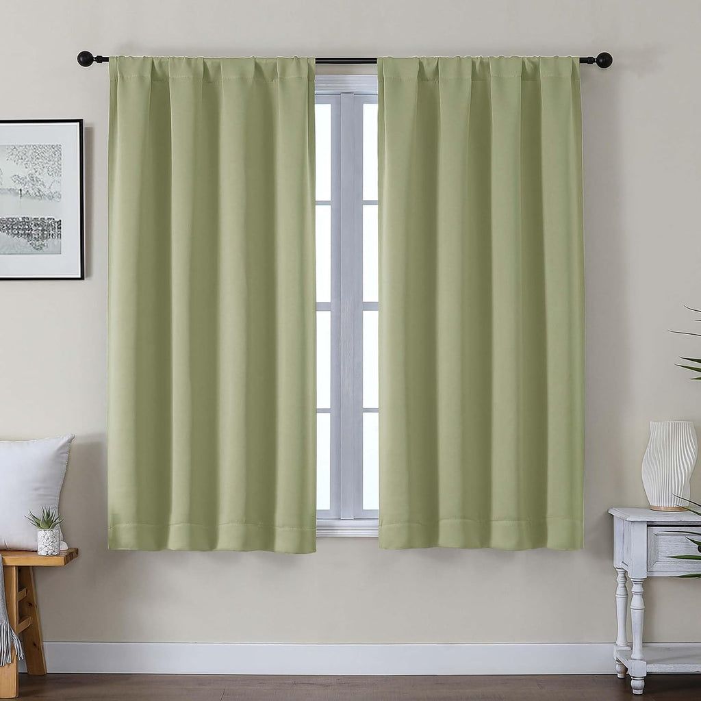 Gwine Sage Green Blackout Curtains for Bedroom 54 Inches Long, Thermal Insulated Room Darkening Curtains for Living Room Each 40" Wx54 L…