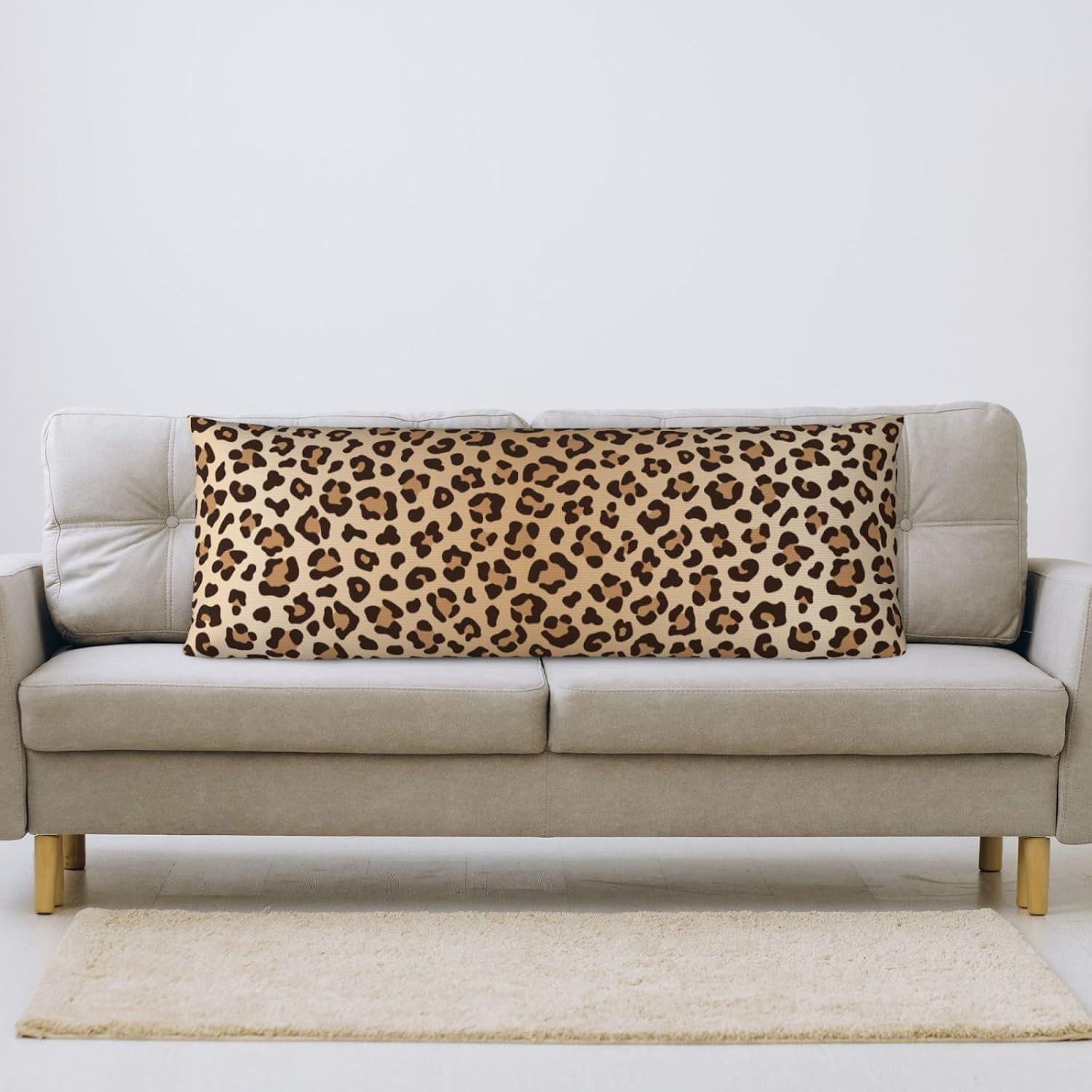 Sovvin Leopard Print Body Pillow Cover Animal Skin Texture Long Pillow Case with Zipper Decorative Soft Cushion Bedding Pillowcase f…