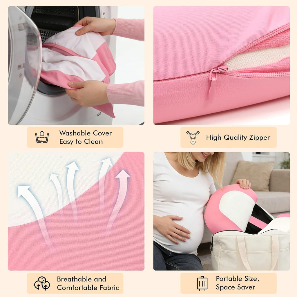 Pregnancy Pillows for Sleeping, Memory Foam W Shaped Maternity Pillow for Pregnant Women, Adjustable Travel Pregnancy Wedge Pillow with…