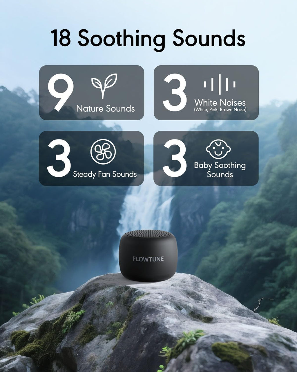 Sound Machine Flowtune White Noise Machine for Baby Adults, Mini Portable Sound Machine for Travel, 6H Timer, 18 Soothing Sleep Sounds…
