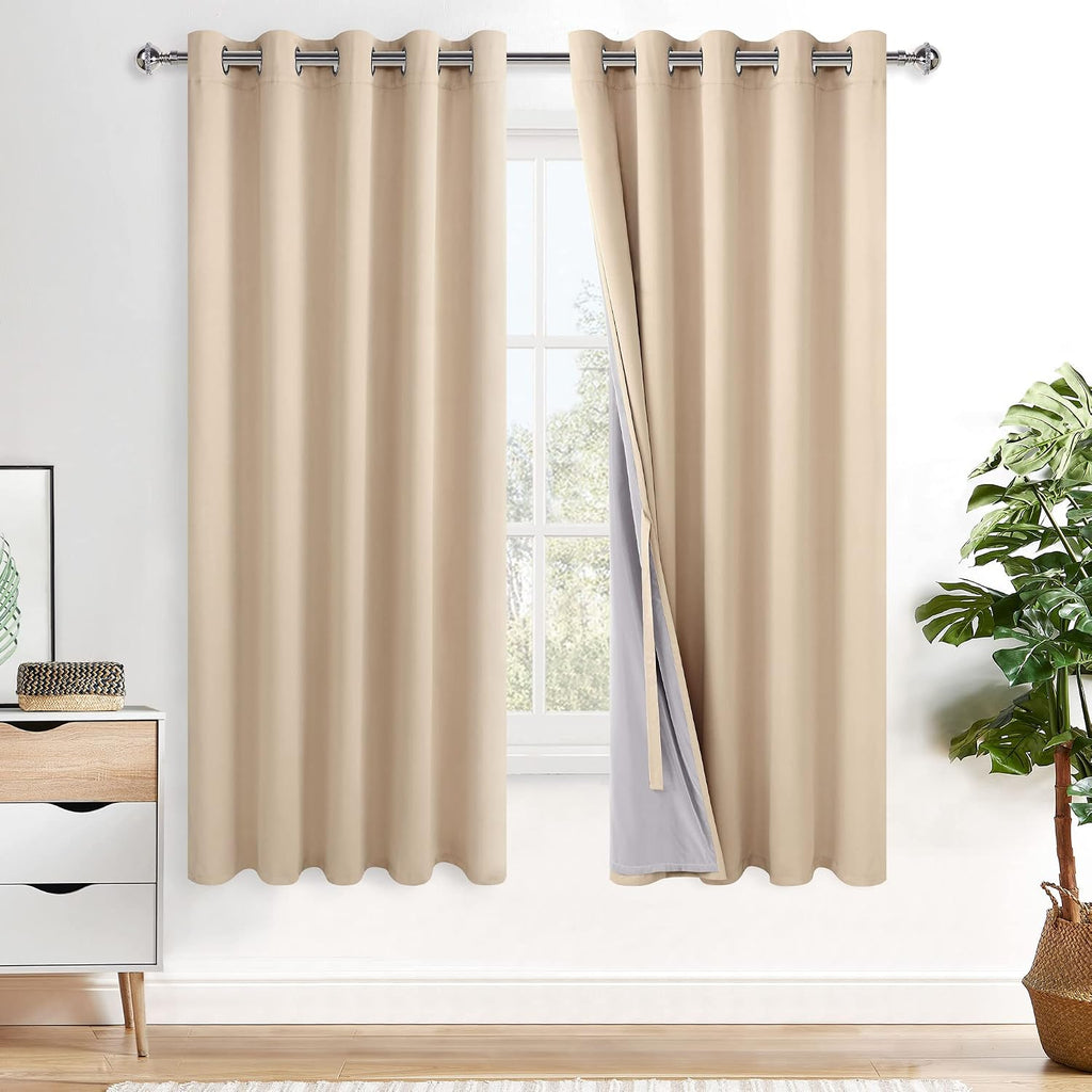 Xwzo Total Blackout Curtains for Bedroom- Thermal Insulated, Noise Reducing and Heat Blocking Drapes for Hall and Studio Windows with Tieba…