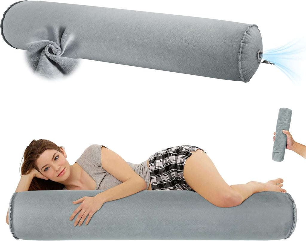 Eulant Inflatable Body Pillow for Adults, Inflatable Travel Body Pillow for Sleep,47inch Long Hug Pillow Bolster Pillow for Sleeping, Back 4…