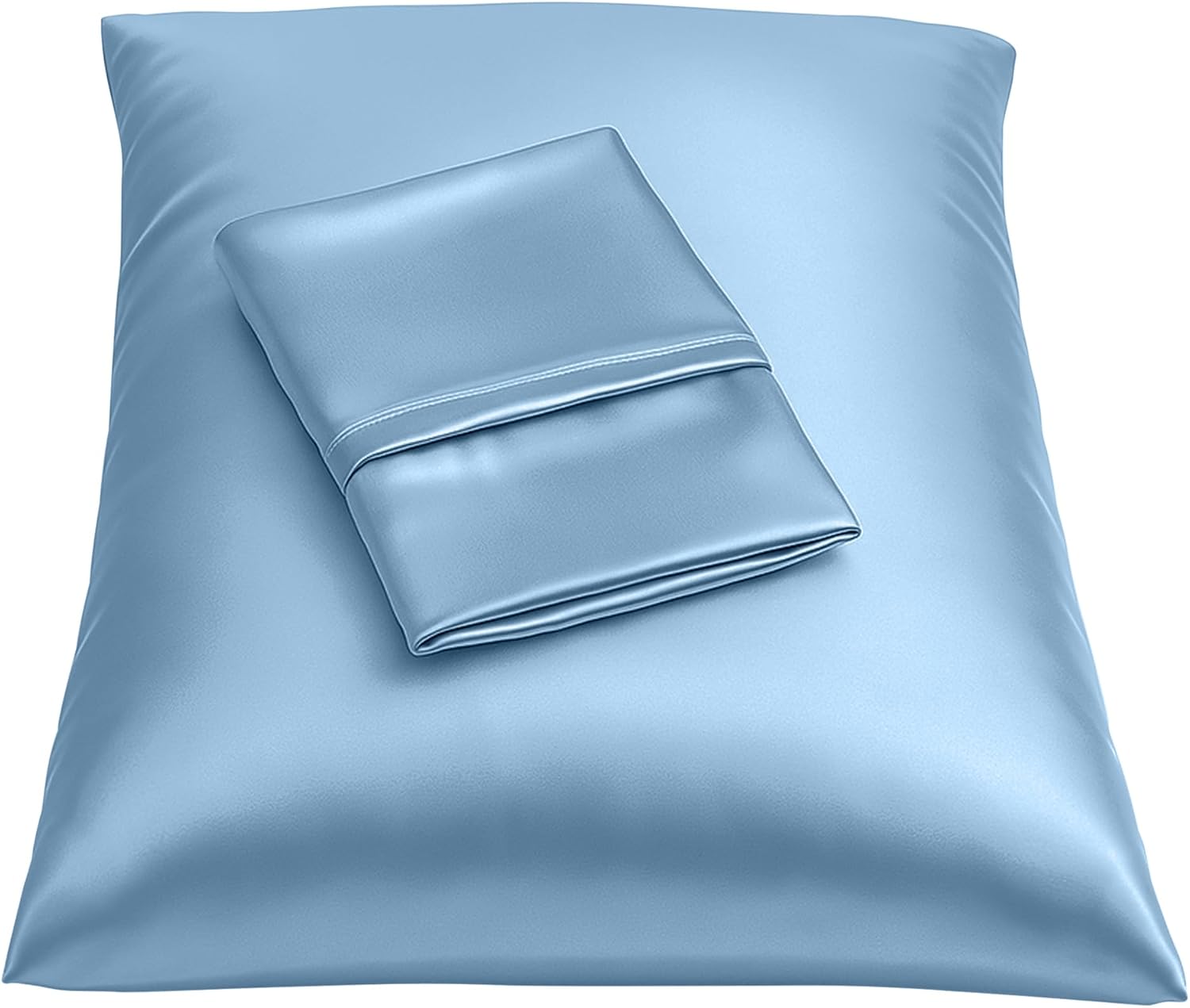 BLISSFORD Luxury Satin Pillowcase for Hair – Standard Satin Pillowcase with Zipper, Jewel Blue (Pillowcase Set of 2)