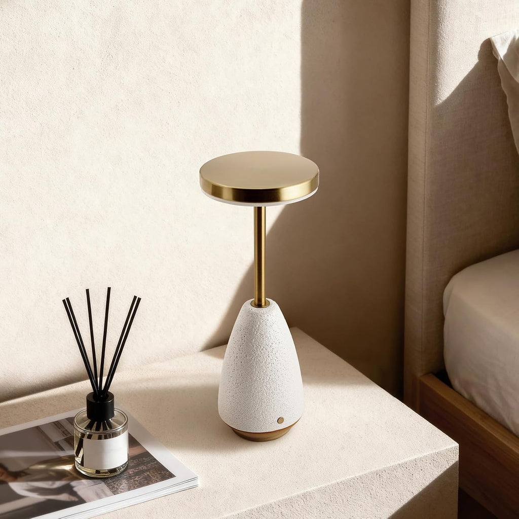 RONDURE 11.0" Ceramic Cordless Table Lamp, Portable Rechargeable Table lamp, Touch Dimmable Warm Ambient Lighting for Living Room…