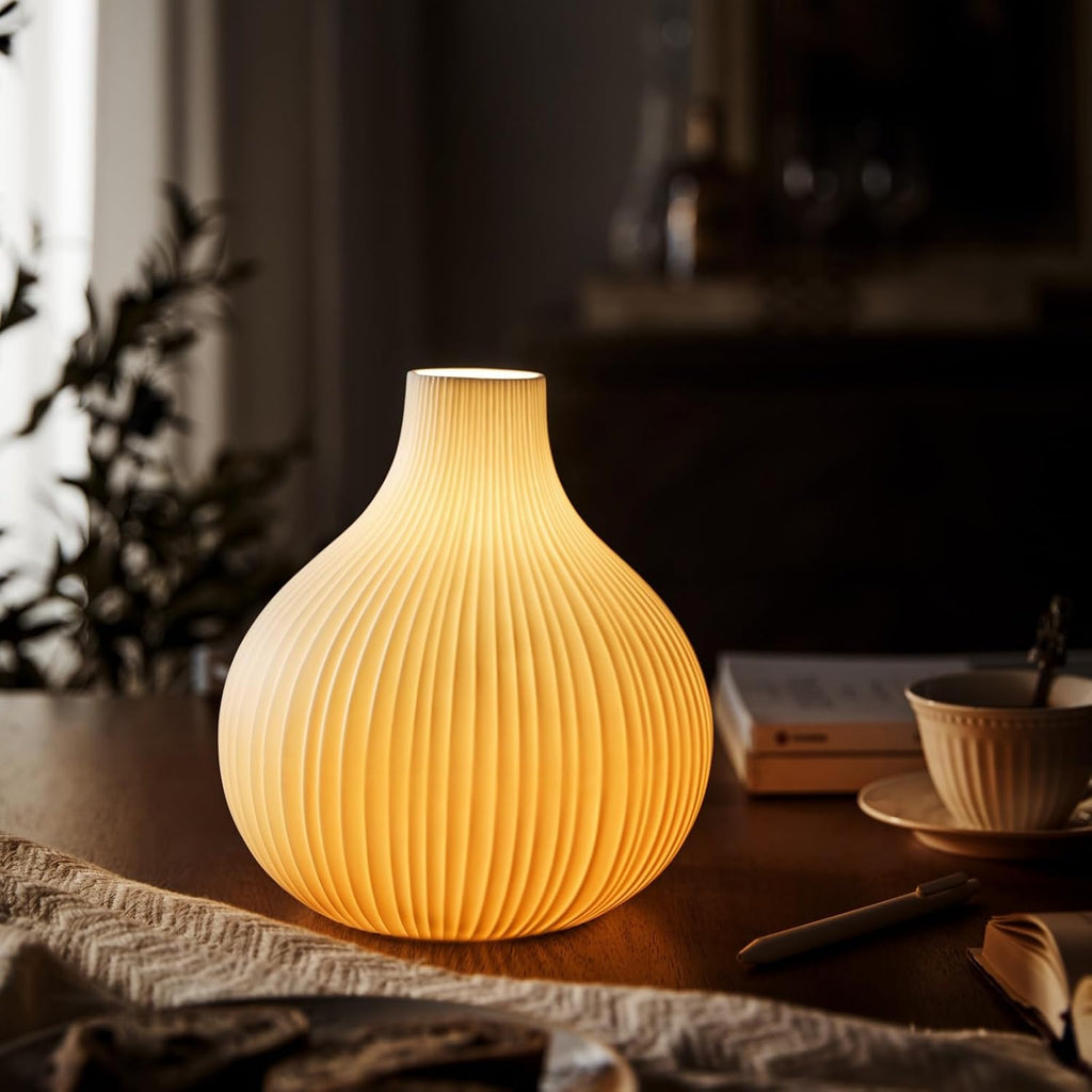 Rondure 8.7" Modern Ceramic Table Lamp, Fully Dimmable Modern Bedside Lamps for Bedroom, Living Room and Nightstand, White Translucent Cera…
