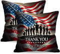 BlissYard Patriotic Throw Pillow Covers 18x18 Set of 2 American Flag Decorative Pillow Covers Thank You Veterans Patriotic Home Decor for…