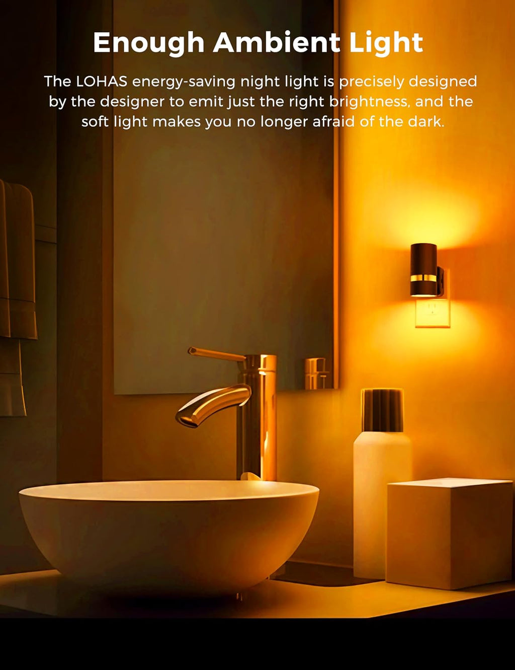 L LOHAS LED Night Lights Plug into Wall, Dusk to Dawn Sensor, Amber Night Light Plug in for Kids, 0-100LM, Ideal for Bedroom, Hallway…