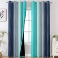Estelartextiler Estelar Textiler Navy Blue and Teal Gradient Blackout Curtains for Bedroom, Thermal Insulated Ombre Blackout Drapes, Full L…